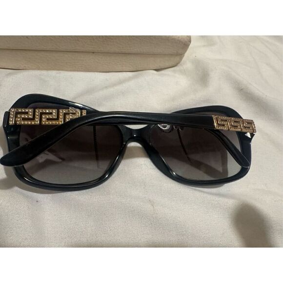 VERSACE Dioptric Sunglasses Black Gold Frames Crystals Aviator Square MOD3178-B main image 7